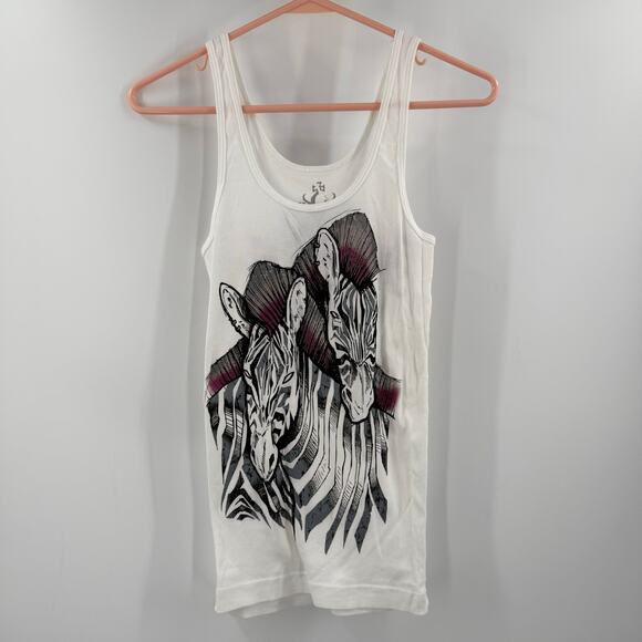 Key Closet Tank Top Size Medium NEW Zebra Ribbed Y2K Style 2000s Cotton USA - Picture 11 of 11